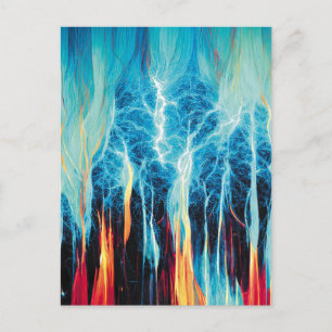 Abstract Art Pattern Red and Blue Electric Energy Postcard