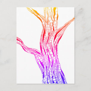 Abstract Art Pen and Ink Tree Color Drawing Postcard