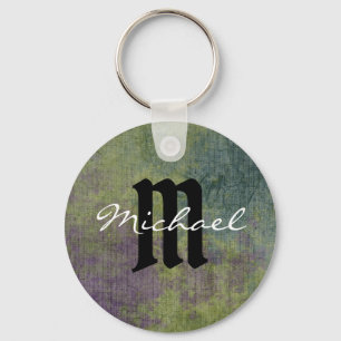 Abstract Art Personalized Purple Blue Modern Keychain