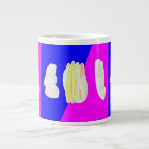 ABSTRACT ART PINK AND ROYAL BLUE LARGE COFFEE MUG