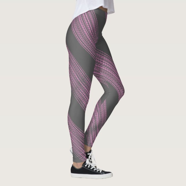 Abstract Art Pink Coral Charcoal Grey Leggings (Right)