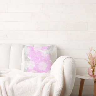 Abstract Art Pink Grey Pastel White Minimalism Throw Pillow