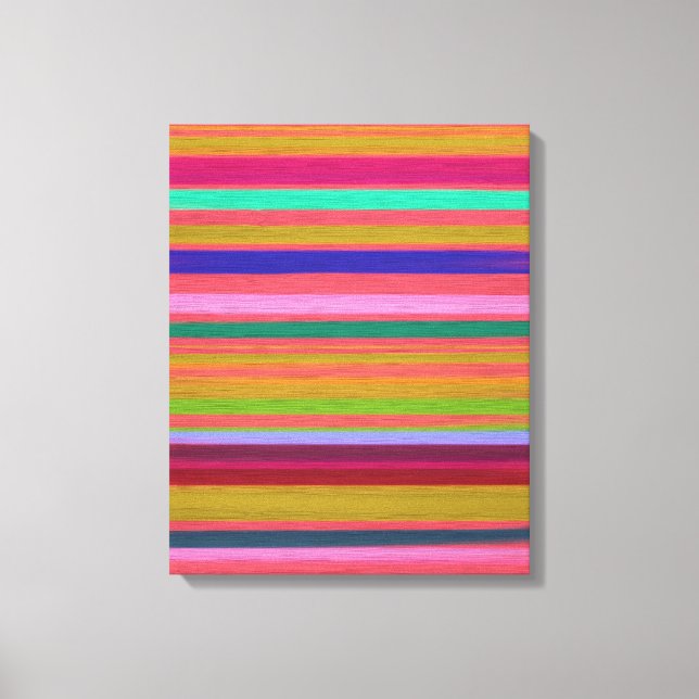 Abstract Art pink paint rainbow stripes Canvas Print (Front)