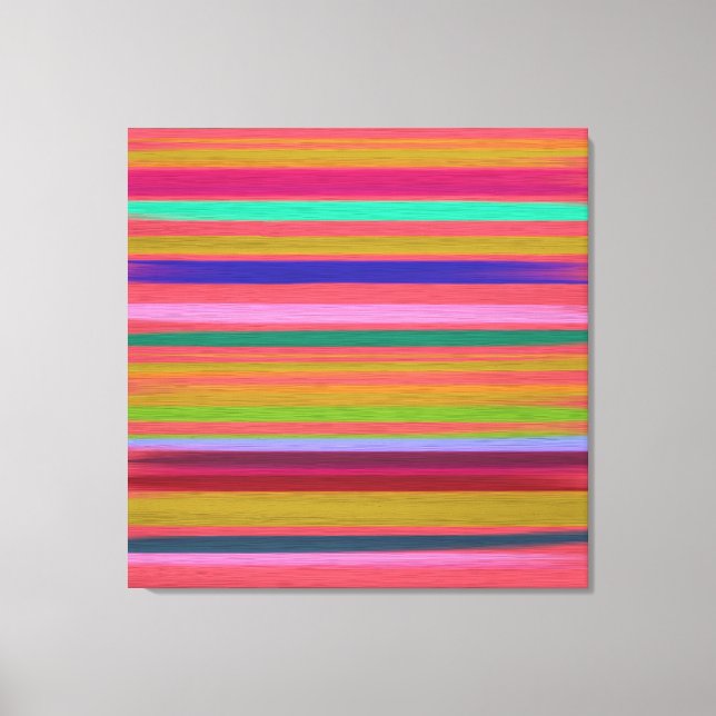 Abstract Art pink paint rainbow stripes Canvas Print (Front)