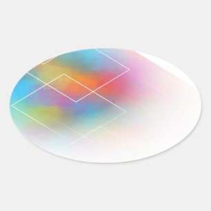 Abstract Art Pink Red Orange Custom Colourful Blan Oval Sticker