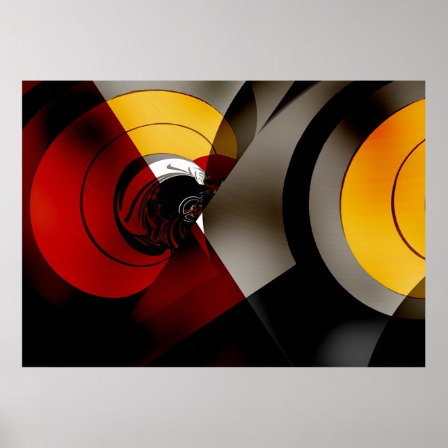 Abstract Art Poster Lunar Space Red Yellow (Front)