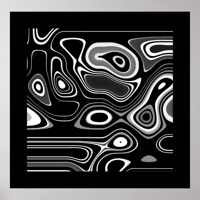 Abstract Art Poster Ultra Modern Black White (Front)