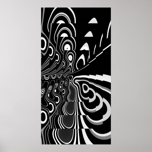 Abstract Art Poster Ultra Modern Black White Grey (Front)