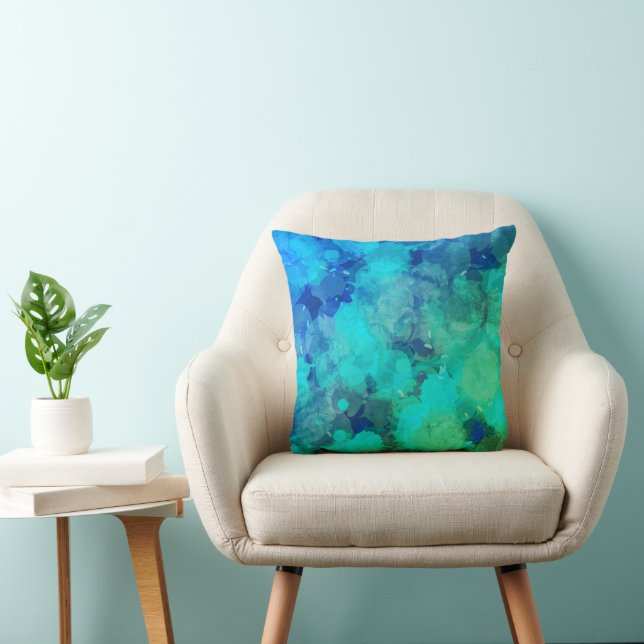 Abstract Art Purple Blue Pattern Throw Pillow (Chair)