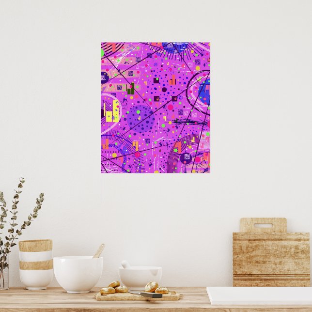 Abstract Art: Purple Glitch Poster (Kitchen)