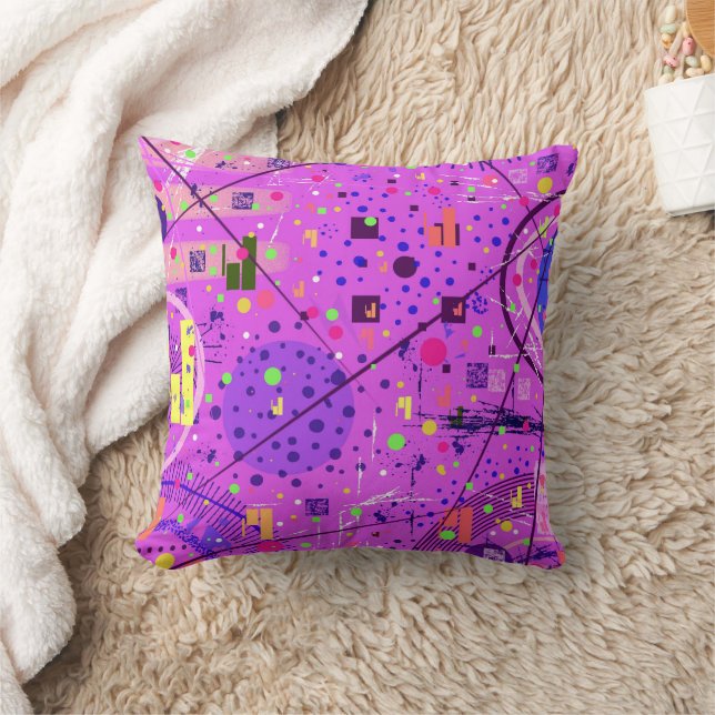 Abstract Art: Purple Glitch Throw Pillow (Blanket)