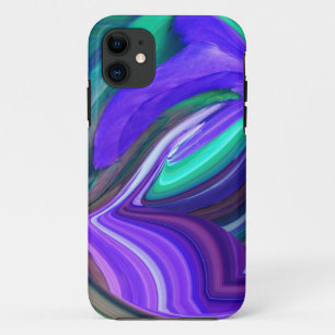 Abstract Art Purple N Teal Leaf iPhone 11 Case