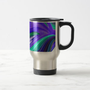 Abstract Art Purple N Teal Leaf Travel Mug