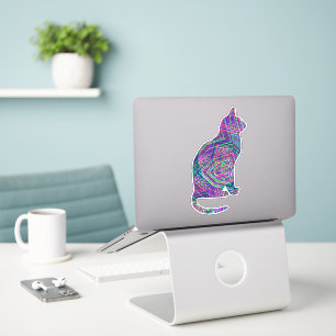 Abstract Art Purple Pink Pattern Cat Art Sticker