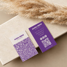 abstract art purple script business card
