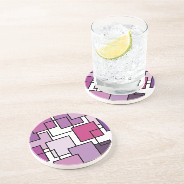 Abstract Art Purple Square Coaster (Side)
