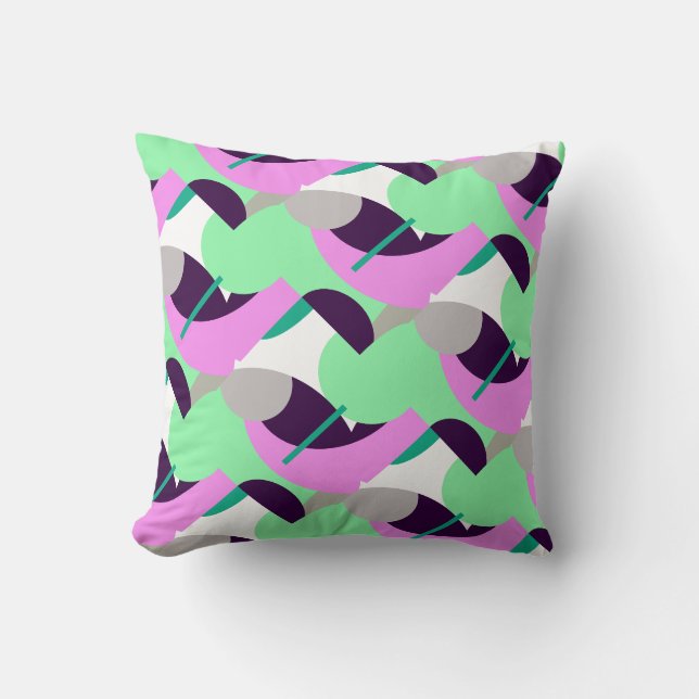 Abstract Art Purple Turquoise Cushion Throw Pillow (Front)