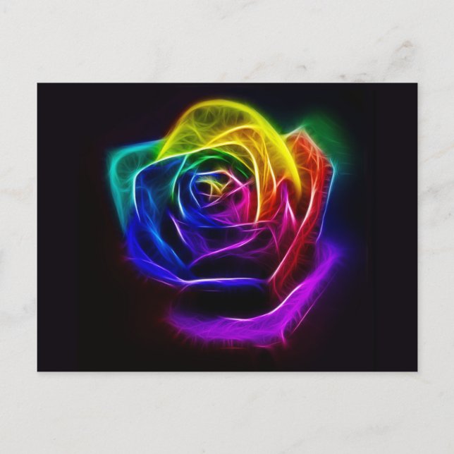 Abstract Art Rainbow Rose Postcard (Front)
