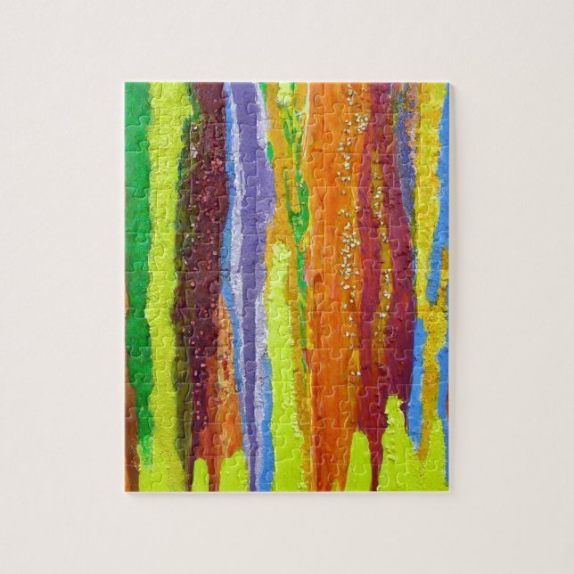 Abstract Art rainbow stripes paint drip Jigsaw Puzzle (Vertical)