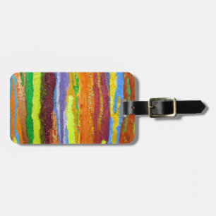 Abstract Art rainbow stripes paint drip Luggage Tag