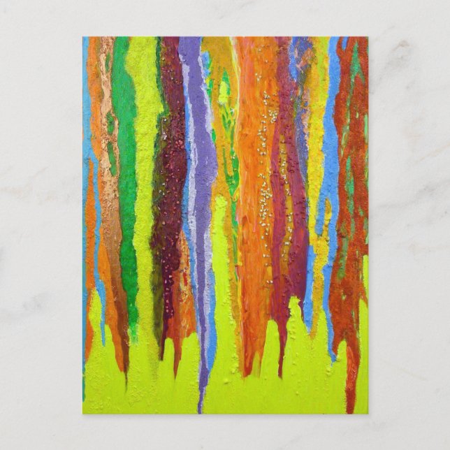 Abstract Art rainbow stripes paint drip Postcard (Front)
