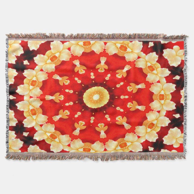 Abstract-Art-Red And Yellow Concentric Design Throw Blanket (Front)
