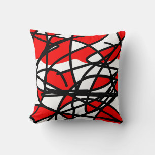 Abstract Art Red Black White Throw Pillow