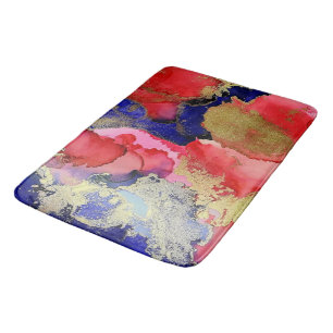 Abstract Art Red Blue Gold Bath Mat