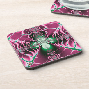 Abstract Art Red Flower Coaster