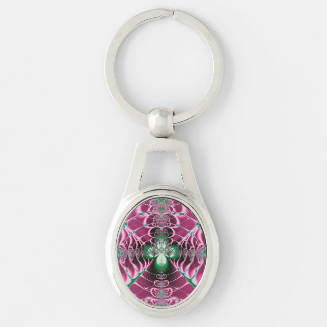 Abstract Art Red Flower Keychain (Front)