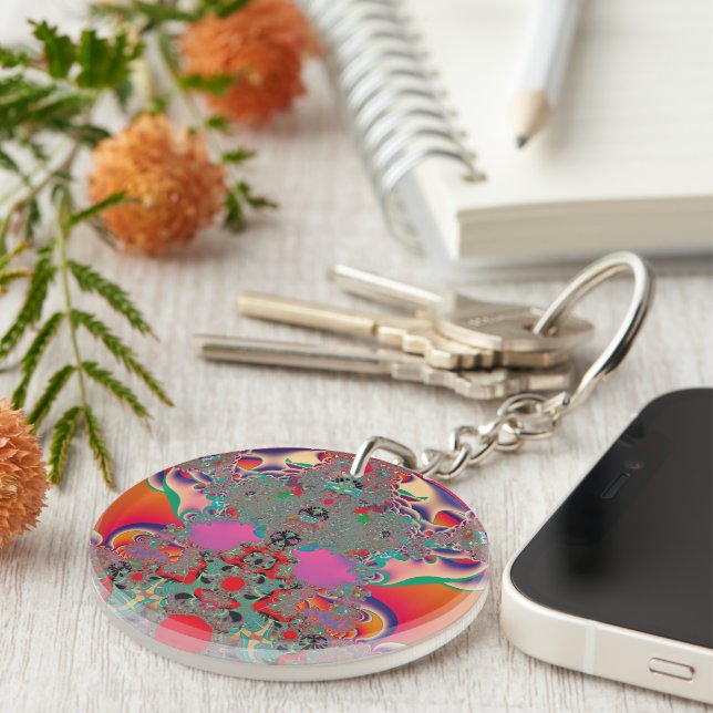 Abstract Art Red Meditation Keychain (Front Right)