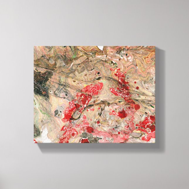 Abstract Art Red Yellow Green Brown Black Trendy Canvas Print (Front)