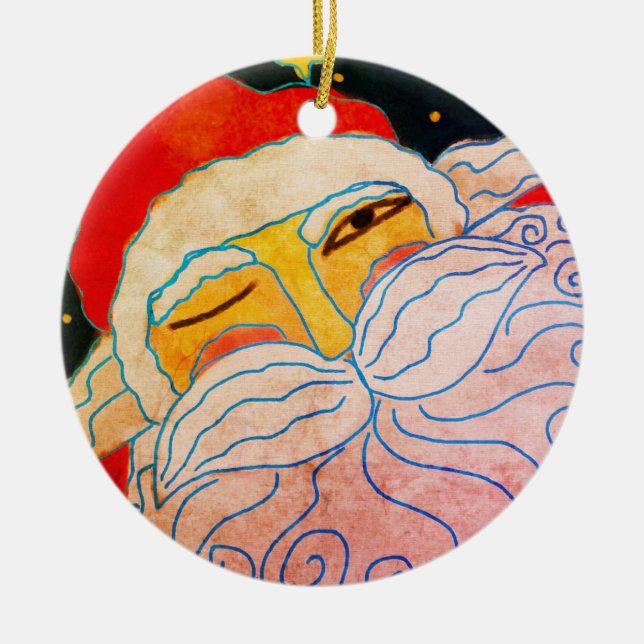 Abstract Art Santa Claus Ceramic Ornament (Front)