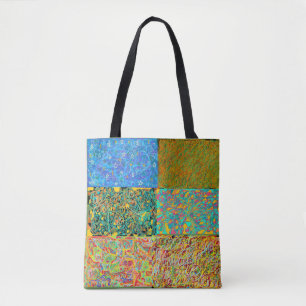abstract art sari like patchwork tote bag