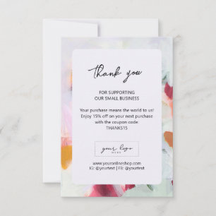 Abstract Art Small Business Company Logo Branding Thank You Card