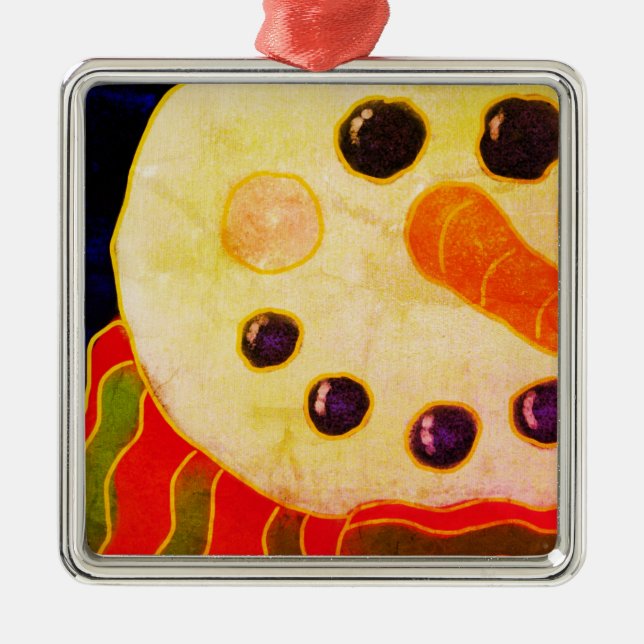Abstract Art Snowman Metal Ornament (Front)