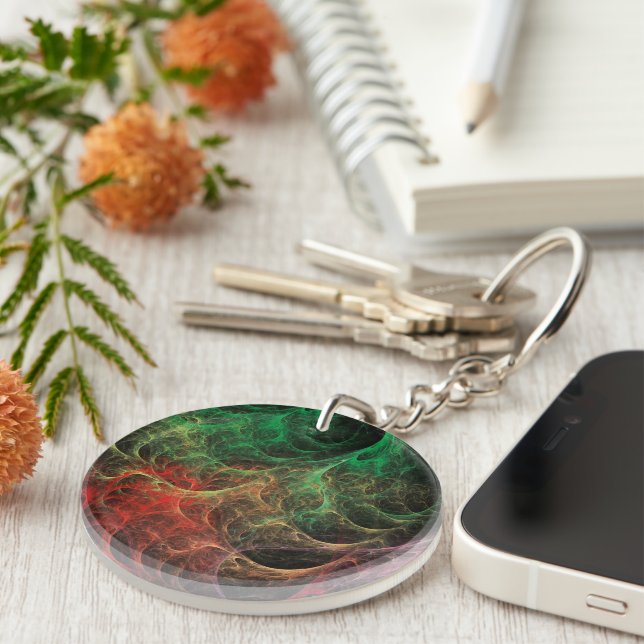 Abstract Art Space Fire Keychain (Front Right)