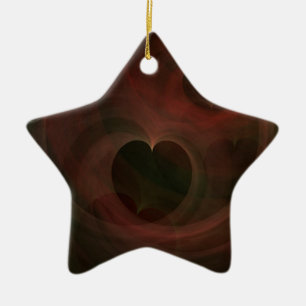 Abstract Art Space Hearts Ceramic Ornament