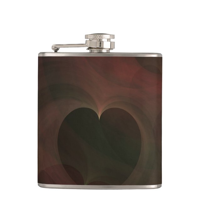 Abstract Art Space Hearts Hip Flask (Front)