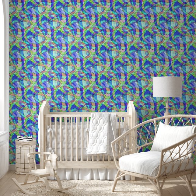 Abstract Art - Squiggly Loops Seamless Pattern 12 Wallpaper (Kids)