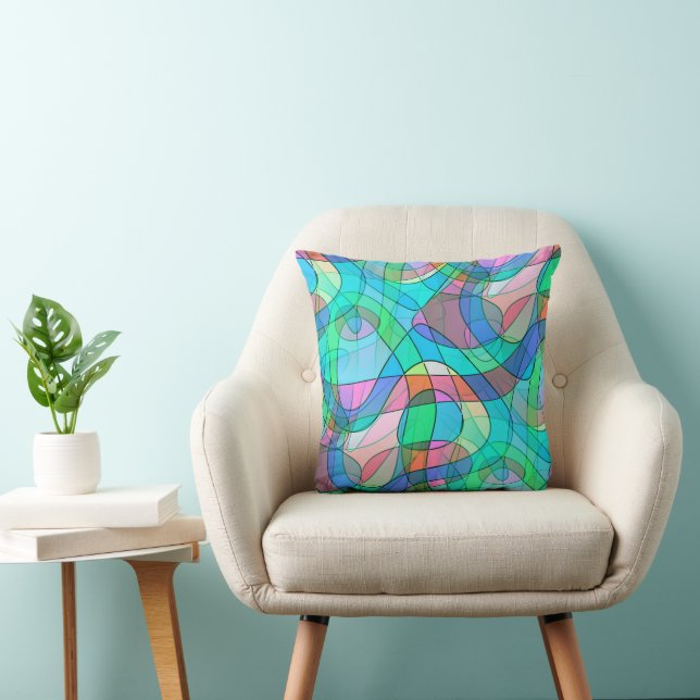 Abstract Art - Squiggly Loops Seamless Pattern 14 Throw Pillow (Chair)