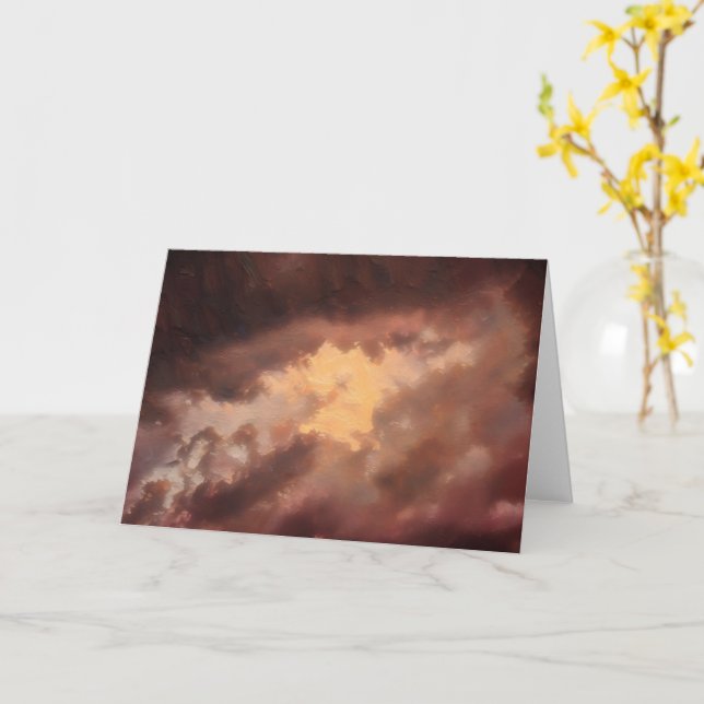 Abstract Art Stormy Sky in Gold and Mocha Card (Yellow Flower)