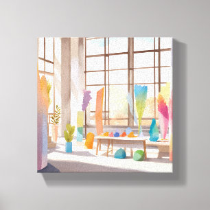 Abstract Art Studio   Bright Airy Watercolor Canvas Print