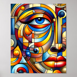 Abstract Art  Stylized Human Face Poster