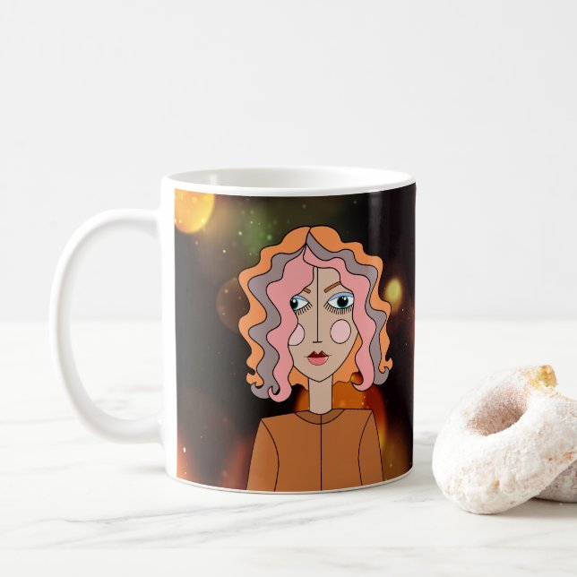 Abstract Art Stylized Pretty Face Mug (With Donut)