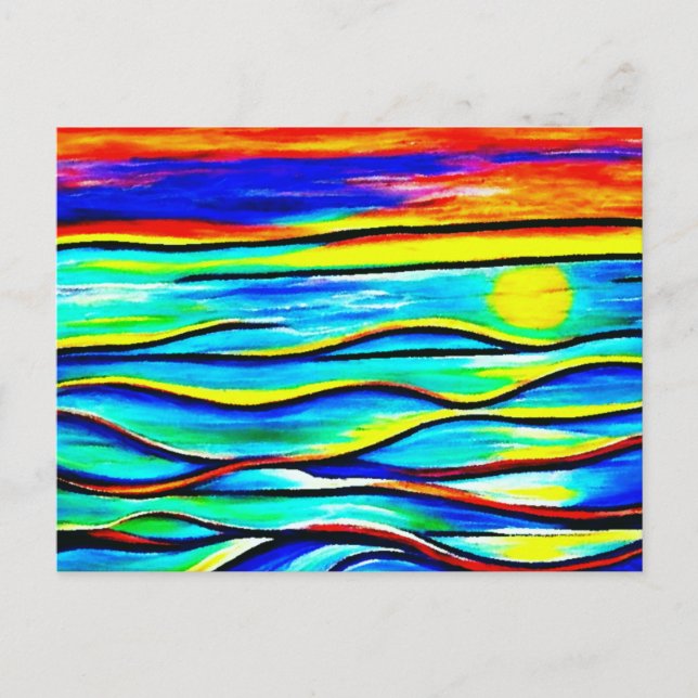 Abstract Art Sun Over Water Postcard (Front)