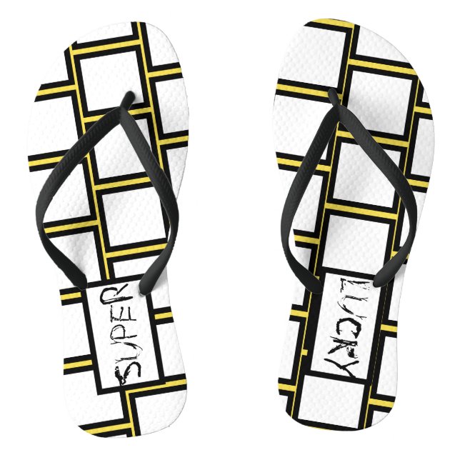 Abstract Art Super Lucky Blocks Flip Flops (Footbed)