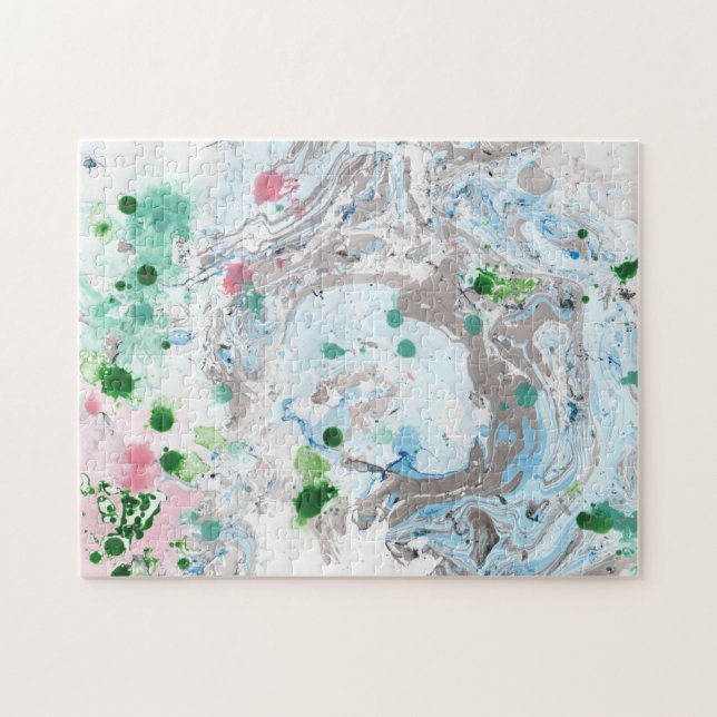 Abstract Art Template Modern Pink Blue Green Colou Jigsaw Puzzle (Horizontal)