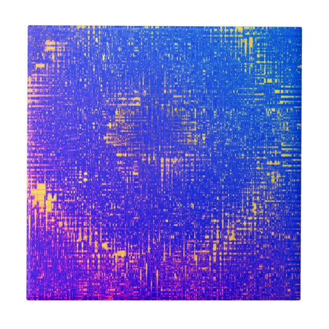 Abstract Art Texture Yellow Blue Purple Tile (Front)