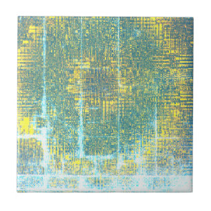 Abstract Art Texture Yellow Pale Turquoise Blue Tile